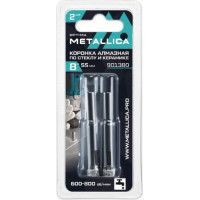 Коронка алмазная METALLICA Optima 8x55мм, Р80, по стеклу, плитке, 2 шт.
