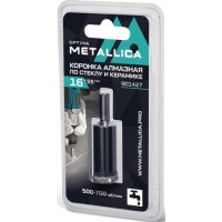 Коронка алмазная METALLICA Optima 16x55мм, Р80, по стеклу, плитке, 1 шт.