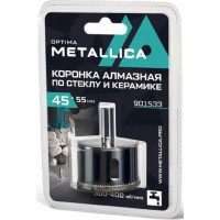 Коронка алмазная METALLICA Optima 45x55мм, Р80, по стеклу, плитке, 1 шт.